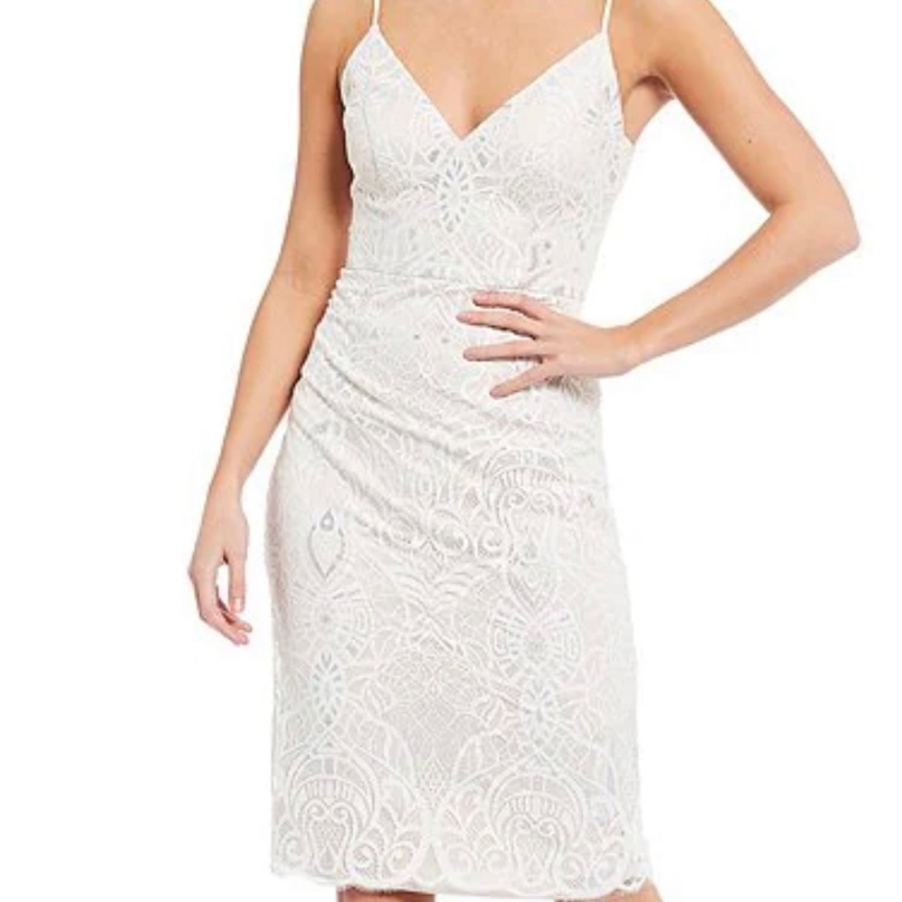 Vince Camuto Sleeveless Metallic Lace Sheath Dress